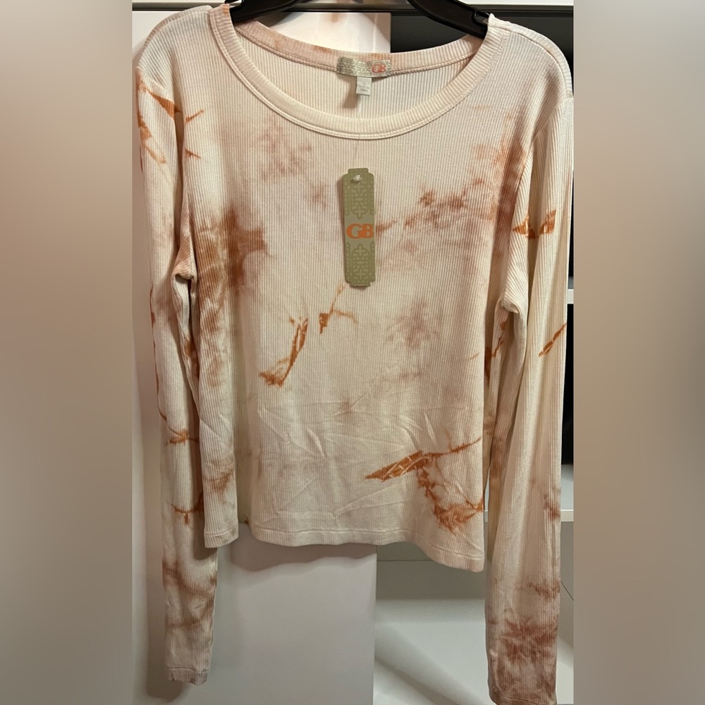 GB Ivory/rust long sleeve crop top